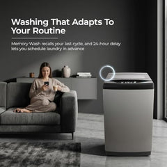 Midea 7.5kg 5-Star Top Load | Fully Auto | Hydrowave Stainless Tub | 10 Programs | 700 RPM | Intelligent Sensors | Auto Tub Clean | Magic Filter | Child Lock | Glass Lid | (MWMTL075FP1ENIG, Inox Grey)