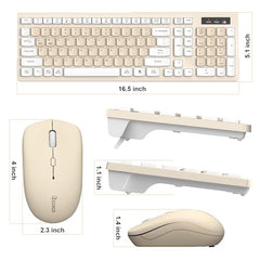 Wireless Keyboard and Mouse Combo, Full-Sized Wireless Keyboard and Adjustable DPI Mouse, 2.4GHz USB Receiver, Keyboard and Mouse for PC, Windows, Desktop, Laptop (Orange-B)