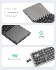 Samsers Foldable Bluetooth Keyboard with Touchpad, Ultra Slim Compact,Black