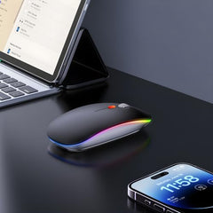 Offbeat Dash 2.4GHz Wireless + Bluetooth 5.1 +5.0 Mouse, Multi-Device Tripel Mode Type C Rechargeable Silent Click Buttons Wireless Bluetooth Mouse 3 Adjustable DPI, Works on 3 Devices (Silver)