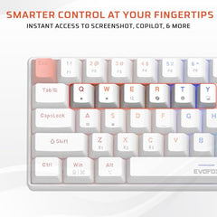 EvoFox Katana S Mini Mechanical Keyboards Wireless | Tri-Mode (3X BT, 2.4GHz & Wired) Connectivity | Hot-Swappable Red Switches | 68-Key Compact Layout | Rainbow Backlight | Rechargeable Battery
