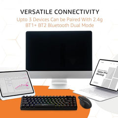 amazon basics Pro Series 650 mAh Wireless Rechargeable Ergonomic Mouse for PC, Mac, Laptop | 3 Adjustable DPI Settings Up to 1600 | Shortcut Buttons | Tri-Mode connectivity (Black)
