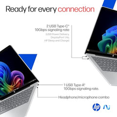 HP Smartchoice Omnibook 5 OLED (Previously Pavilion), Snapdragon X Processor 45 Tops (16GB LPDDR5x,1TB SSD) 2K,16''/40.6cm, Win11, Office24, Silver, 1.59kg, fb0001QU, Multi-Day Battery AI Laptop