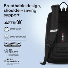 American Tourister RON Large 4 Compartment Laptop Backpack Travel Bag, 28 Ltrs Durable Bags For Mens, College School Computer Backpack Gift For Unisex Boys Girls Kids, Black, With Rain Cover