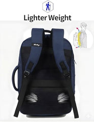 Wesley Luxur 45 Ltrs Overnighter Expandable Travel Laptop Backpack, Flight Cabin Approved Carry On with 16 inch Laptop Compartment, Anti Theft feature business/Travel/Weekender/college Charcoal Black