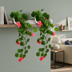 fancymart Artificial Flower Plant Home Décor with Small Size Pot | Pack of 2 | Plant Hanging for Home Decor | Office Decor (DESIGN-01)