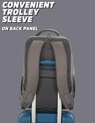 Lavie Sport 45cm Pioneer 24 Litres Laptop Backpack with Trolley Sleeve For Men & Women|Vegan Leather|Office Travel Backpack|Front organizer|Bottle Holder|Fits upto 14" Laptop