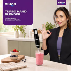 Milton Turbo 350W Hand Blender | Powerful Hand Blender Electric with Stainless Steel Blades | 2-Speed Mixer & Machine | Portable Blender for Smoothies, Juices & Sauces | Easy-Clean Lightweight Design