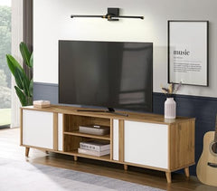 DeckUp Haven TV Unit (Wotan Oak & White, Matte Finish)