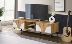 DeckUp Stella Engineered Wood TV Unit (Wotan Oak & White, Matte Finish)