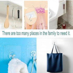 Shivstor 15 Pack Self Adhesive WallHook Heavy DutyHook for Hanging Without Drilling Transparent Nail Free StickyHook Strong Wall Hanger Set of 15 FlowerHook for Kitchen Bathroom Home Storage