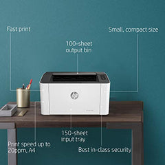 HP Laser 1008a Printer, Single Function, Print, Hi-Speed USB 2.0, Up to 21 ppm, 150-sheet Input Tray, 100-sheet Output Tray, 10,000-page Duty Cycle, 1-Year Warranty, Black and White, 714Z8A