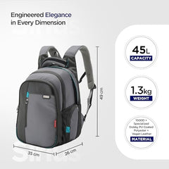 HARISSONS Sirius Travel Laptop Backpack | 45L | Fits 15.6” Laptop | Heavy-Duty Build | USB & Audio Port, Multi-Level Organizer, Trolley Sleeve | Work, Travel & College (black)