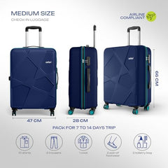 Safari Polypropylene Spinner Pentagon Pro 8 Wheels Set Of 3 (Cabin + Medium + Large) Trolley Bags, Hard Case, 360º Wheeling Luggage, Suitcase For Travel, Navy, 55, 65, 75 cm