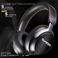 GameSir Newly Launches Echo Plus: Premium Over-Ear Wireless Bluetooth Headphones Deep Bass, Passive Noise Cancellation, Built-in Mic,5 Hours of Music & Talk Time, for Adults Men & Women (White)