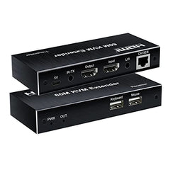 Tobo HDMI KVM Extender Cat5e/6 Rj45 60M USB HDMI KVM Switch Extension Sharing USB Mouse Keyboard Loop IR Compatible with PS-3 PS-4 X-box PC TV-TD-553H.
