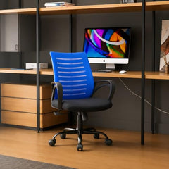 CELLBELL Desire C104 Mesh Mid Back Chair | Ergonomic Office, Study, Revolving, Computer Chair for Work from Home Heavy Duty Metal Base, Seat Height Adjustable (Black)