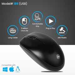 ProDot MU-Comfy USB Gaming Mouse for Laptop | Ergonomic Mouse with 1000 DPI | 5 Million Click Lifespan | Lightweight, Durable ABS Plastic | 1.35m Cable | Compatible with Windows, Mac, Linux