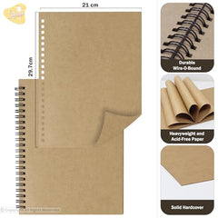 Lakeer Kraft Sketchbook - A4 Size, 250 GSM-25 Sheets, for Sketching, Drawing, Painting, etc - Landscape