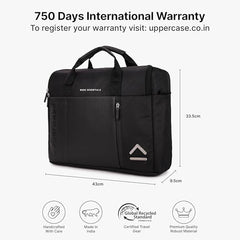 uppercase Omega 02 Pro Messenger Bag 15.6" Laptop Bag 14L Steel Blue | For Men & Women 3 Compartments Fits MacBook & Tablet Padded Scratch Proof Detachable Strap Front Zipper Pocket Trolley Sleeve