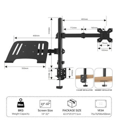 GITRU Height Adjustable Monitor Stand with Laptop Notebook Stand Monitor Mount for 13'-27'' Screen | Tilt Swivel