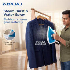 Bajaj MX 2 Neo Steam Iron | 1250W Powerful Performance | Multiple Steam Functions | Non‑Stick Soleplate | Adjustable Temperature | Ergonomic Grip | Anti‑Drip Protection | 1‑Year Warranty