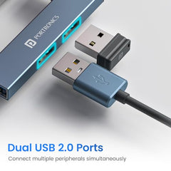 Portronics Mport Mino A USB 3.0 Hub Dock (3-in-1) with USB 3.0 SuperSpeed, Compact L-Shape Design, 2-Port USB 2.0 High-Speed, USB Plug, Metal Alloy Body, for Laptop, PC, Mac (Grey)