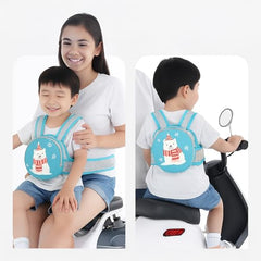 MOMISY Kids Safety Belt for Two Wheeler, Adjustable Bike Scooty Belt with Storage Bag, 2-9 Years (Blue)