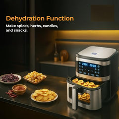 KENT Digital Air Fryer 5L | 1400W | Bake, Grill & Roast | Up to 80% Less Oil Usage | 8 Preset Menu | Rapid Heat Circulation | Digital Display & Touch Control Panel | Glass Window with in built Light