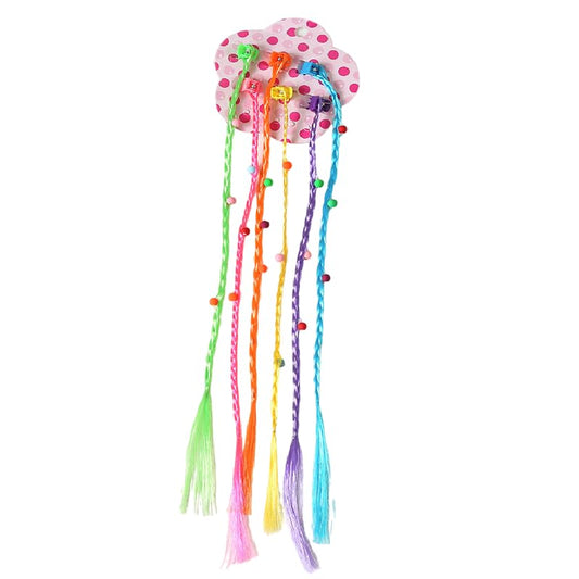 SYGA Girls Braided Wigs, Colorful Hair Accessories, Braided Hair Clips(Gripper beads Flowers)