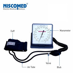 Niscomed PW-217 Manual Sphygmomanometer | Aneroid Blood Pressure Monitor with Cuff Bulb and Valve | Manual BP Clock Model for Home Clinic Hospital Use (Blue)