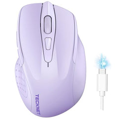 TECKNET Wireless Mouse, BT 5.0/2.4G, Rechargeable 6-DPI Silent, Grey