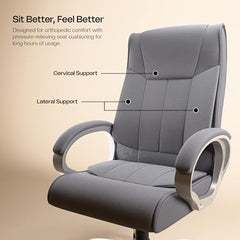 Green Soul Kiev Orthopedic Boss Chair | Leatherette Office Chair | Ergonomic Executive Chair with Spacious Cushioned Seat | Heavy Duty Metal Base | Rocking Function (Black)