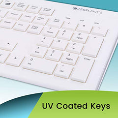 Zebronics K16 Wired Keyboard, 79-Key Layout with Integrated Multimedia Keys, 1.1m Cable Length, ₹ Rupee Key, UV Coated Keys, Spill-Proof Design, USB Interface, Slim & Compact Design
