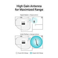 TP-LINK AC1300 Archer T3U Plus High Gain USB 3.0 Wi-Fi Dongle, Wireless Dual Band MU-MIMO WiFi Adapter with High Gain Antenna, Supports Windows 11/10/8.1/8/7/XP/MacOS