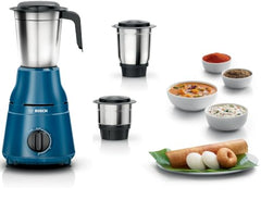 BOSCH TrueMixx 500 Watt 3 Jars Mixer Grinder | 5Year Motor Warranty |18000 RPM Heavy Duty Motor | High Grade Nylon coupler with Metal inserts.(MG2213C4BI Blue)