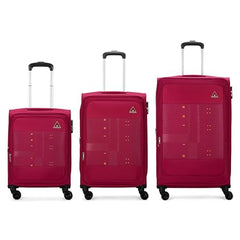 Aristocrat Duralite Set of 3 Soft Case (S+M+L) Trolley Bags, Red | 8-Wheels, Spacious, Zipper Expander, Front Pocket, Polyester Case, Combination Lock, Travel Luggage, 3-Year Global Warranty