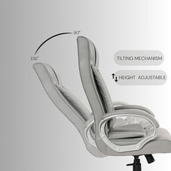 INNOWIN Profit High Back Orthopedic Boss Chair with 3 Year Limited Warranty | Leatherette Office Chair | Ergonomic Executive Chair with Spacious Cushioned Seat | Heavy Duty Metal Base | Grey