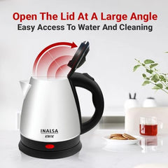 INALSA Electric Kettle for Hot Water |1.8 L Capacity| LED Illumination & Borosilicate Glass Body| 2 Year Warranty|Multipurpose Electric Kettle| Water Boiler (Prism Inox),1350 Watts