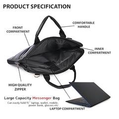 ADISA Laptop Bag for Men - Faux Leather Office Messenger Briefcase with Laptop Compartment for Work, Business, Corporate & Professional Use (LB6050)