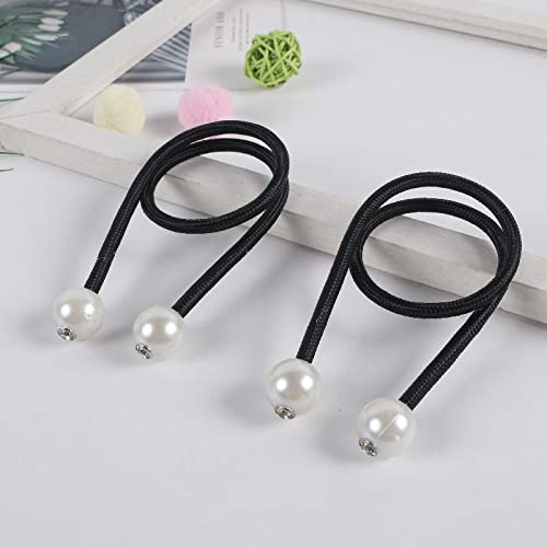 Syga 2Pcs Curtain Tiebacks 46cm Curtain Clip Rope Holdbacks Classy Decorative Pearl Holder Buckles for Home Hotel Window Draperies Rope Ties Office Living Bedroom Decoration- Pack of 2, Beige