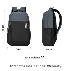 Safari Forge 34L Laptop Backpack, 3 compartments, Raincover, Antitheft pocket, Trolley Sleeve, Organizer, Bottle holder, Front pocket, College bag, school bag, Formal backpack, Color- Black