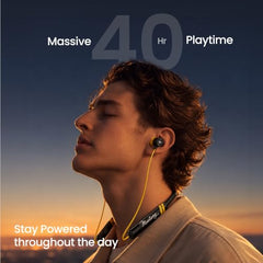 GOBOULT. Mustang TuneX Bluetooth Earphone with 40H Playtime, Dual Pairing Neckband, Zen™ ENC Mic, Type-C Fast Charging, 10mm Bass Driver, Bluetooth v6.0, IPX5 Silicone (Yellow)