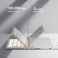 ProtoArc Foldable Bluetooth Keyboard, XK01 Full Size Folding Wireless Keyboard with Number Pad, Portable Travel Keyboard for Windows iOS Android Tablets, Laptops, iPad
