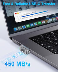 TWOPAN 512GB Nano SSD with Fingerprint Lock, External SSD Hard Drive Storage for Steam Deck, PS5, Selfie Stick, Android, iPad, iPhone 16/15, MacBook, Travel and Backup
