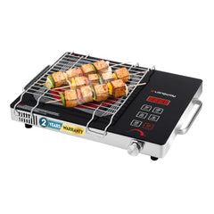 Longway Infralite Pro 2200W Infrared Hot Plate Cooktop with Steel Grill Rack, Crystal Glass Top, Touch Panel & Digital Display, 4 Preset Modes – Stir Fry, BBQ, Hot Pot & Steam, Black