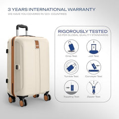 Safari Thorium Royale 8 Wheels Set of 2 Trolley Bags Hard Case Polycarbonate Luggage, TSA Lock, Wet Pouch Organized Interior, Suitcase for Travel, Trolley Bags for International Travel, Vanilla Tan