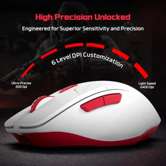 EvoFox Shadow X Pro Wireless Gaming Mouse Tri-Mode Rechargeable | BT, USB 2.4G & Wired, S203 Sensor, 1000Hz Polling Rate, 6400 DPI, RGB Lighting, 6 Programmable Buttons, Software Support