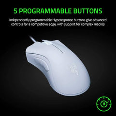 Razer DeathAdder Essential White Edition - 6400 DPI Ergonomic Wired Gaming Mouse - RZ01-03850200-R3M1