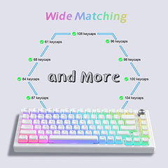 Womier Pudding Keycaps, PBT Shine Through Keycaps White 164 Keys Set
